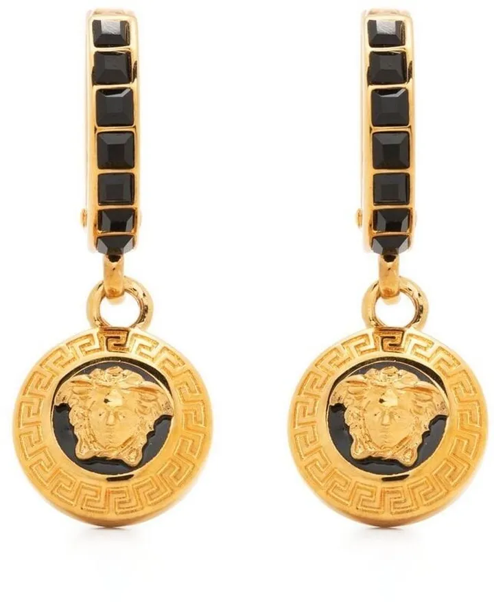 Medusa-embellished hoop earrings