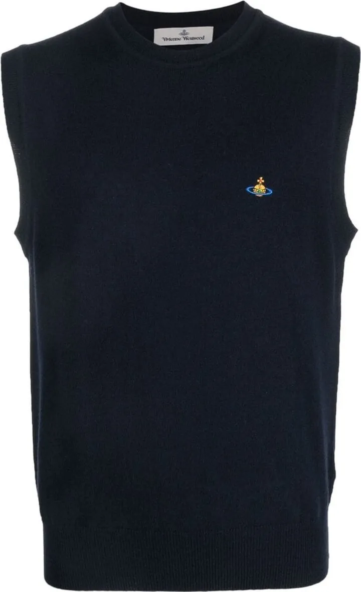 Orb embroidered-logo sleeveless jumper
