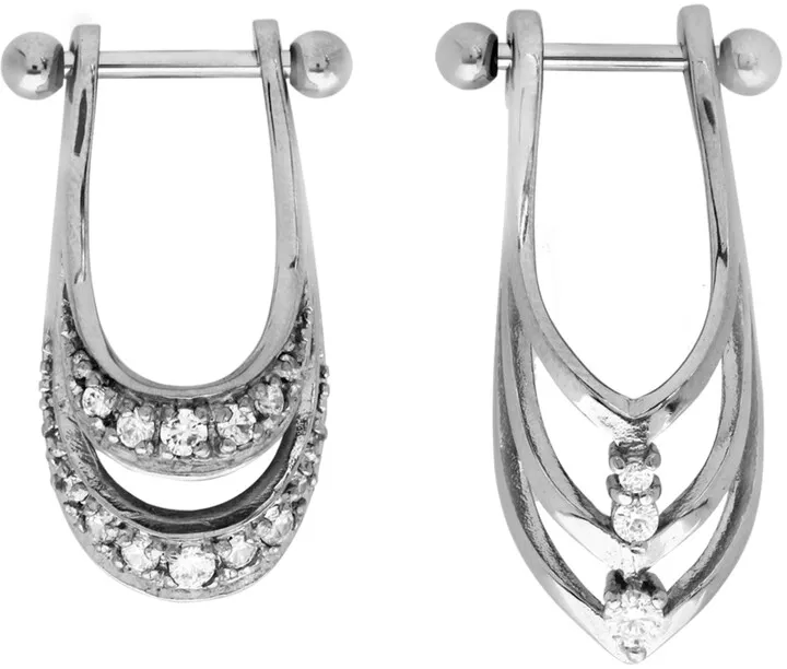Bodifine Stainless Steel Set of 2 Crystal Shield Helix Bars