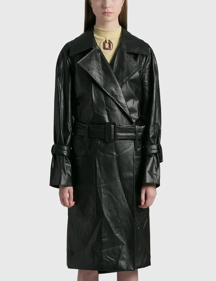 Faux Leather Trench Coat