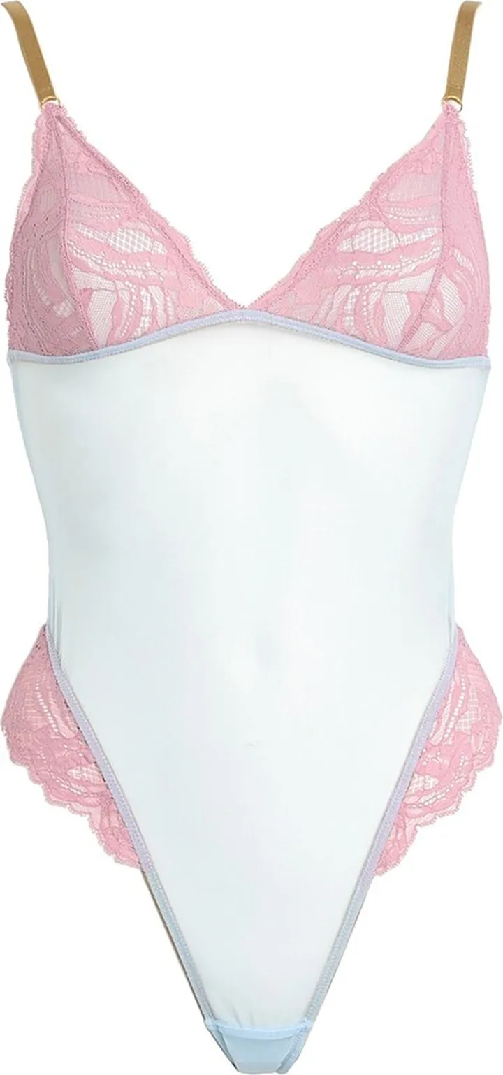 Ember Lace Soft Cup Body Lingerie Bodysuit Pastel Pink