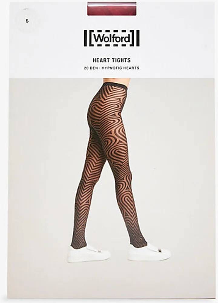 Womens Soft Cherry Heart-pattern 20-denier Stretch-woven Tights