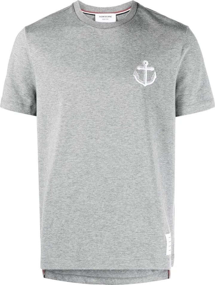 Anchor-embroidered cotton T-shirt