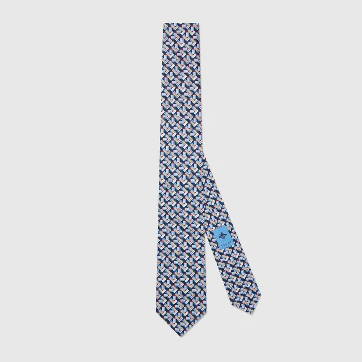 Round Interlocking G printed tie