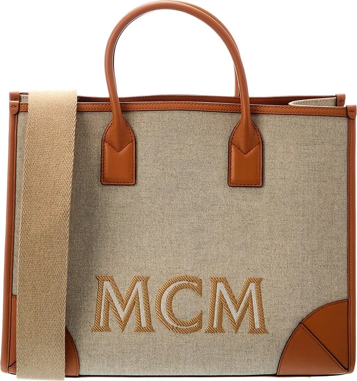 Mcm Munchen Canvas & Leather Tote