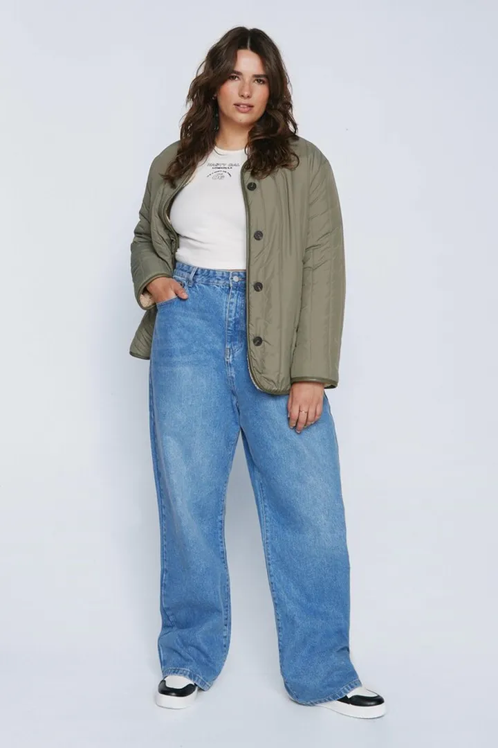 Nasty Gal Womens Plus Size Organic Cotton Boyfriend Denim Jeans