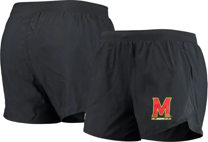 Women's Under Armour Black Maryland Terrapins Fly By Run 2.0 Performance Shorts