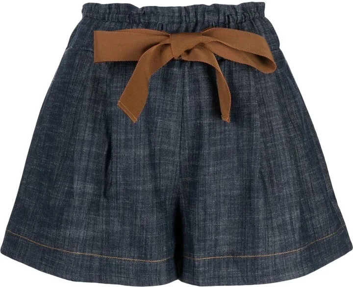 Tie-Waist Denim Shorts
