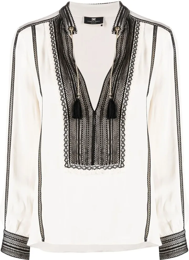 Tassel-Detail Long-Sleeve Top