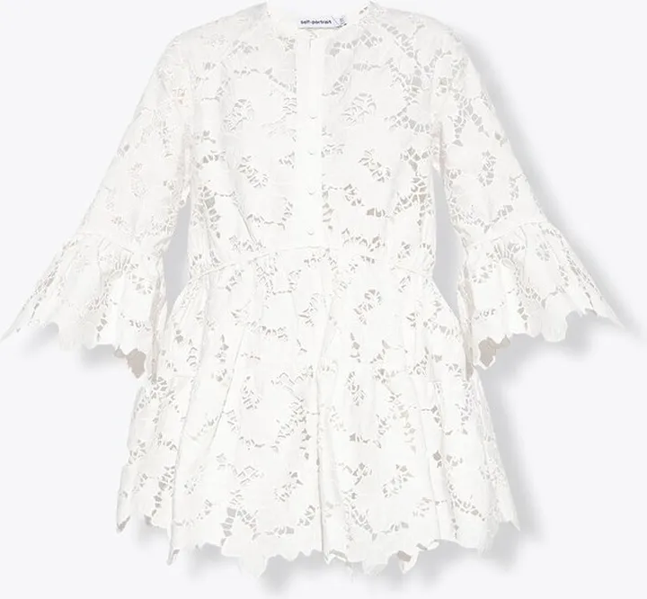 Self-Portrait Wide Sleeved Lace Mini Dress