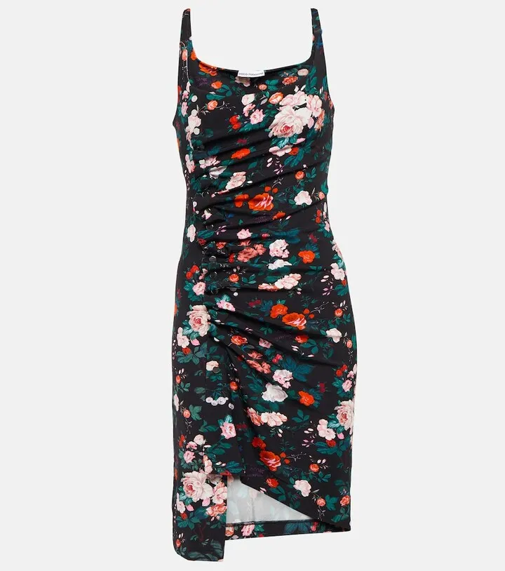 Floral ruched jersey minidress