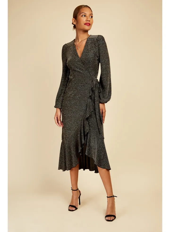 Little Mistress Copper Criss Cross Lurex Jersey