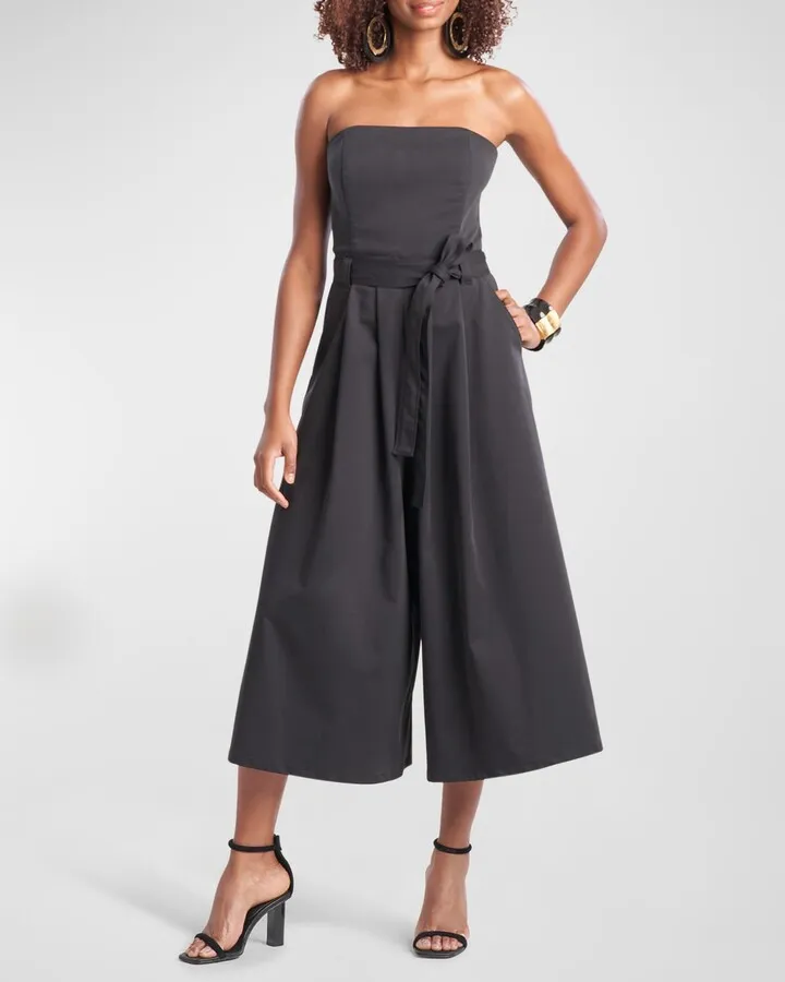Strapless Wide-Leg Chino Jumpsuit