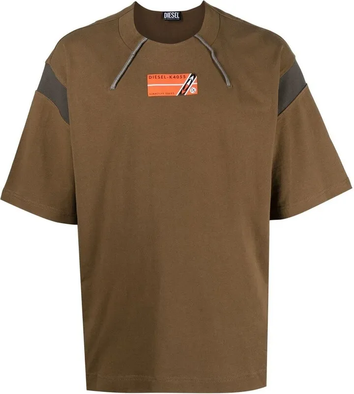 logo print high neck cotton T-shirt