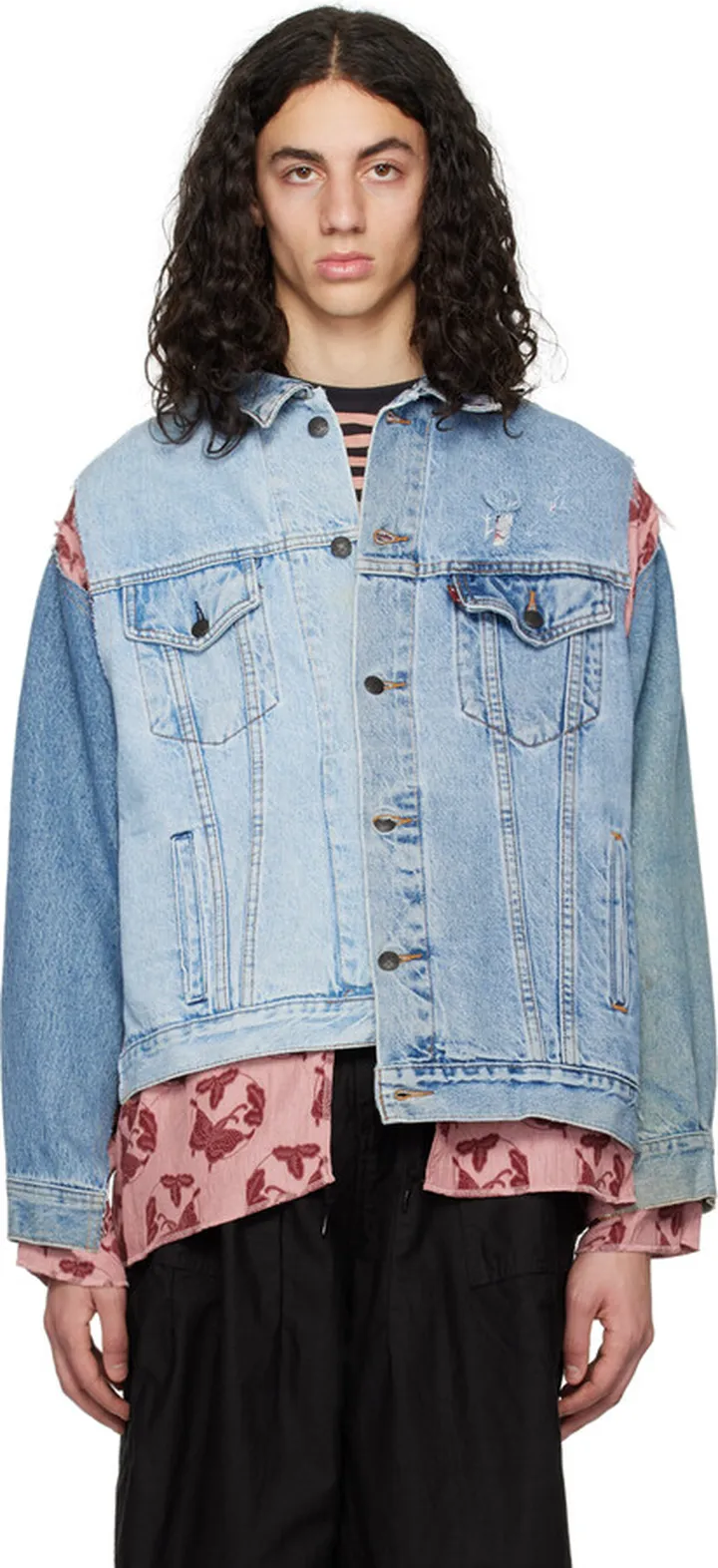 NEEDLES Blue & Pink Covered Denim Jacket