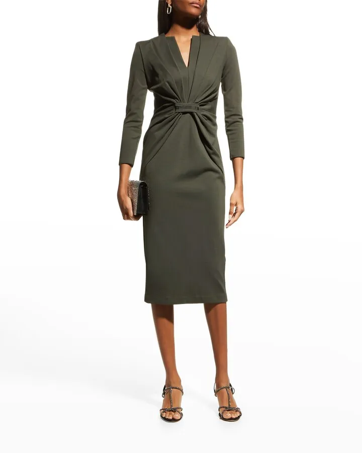 Gathered Monili-Tab Jersey Dress