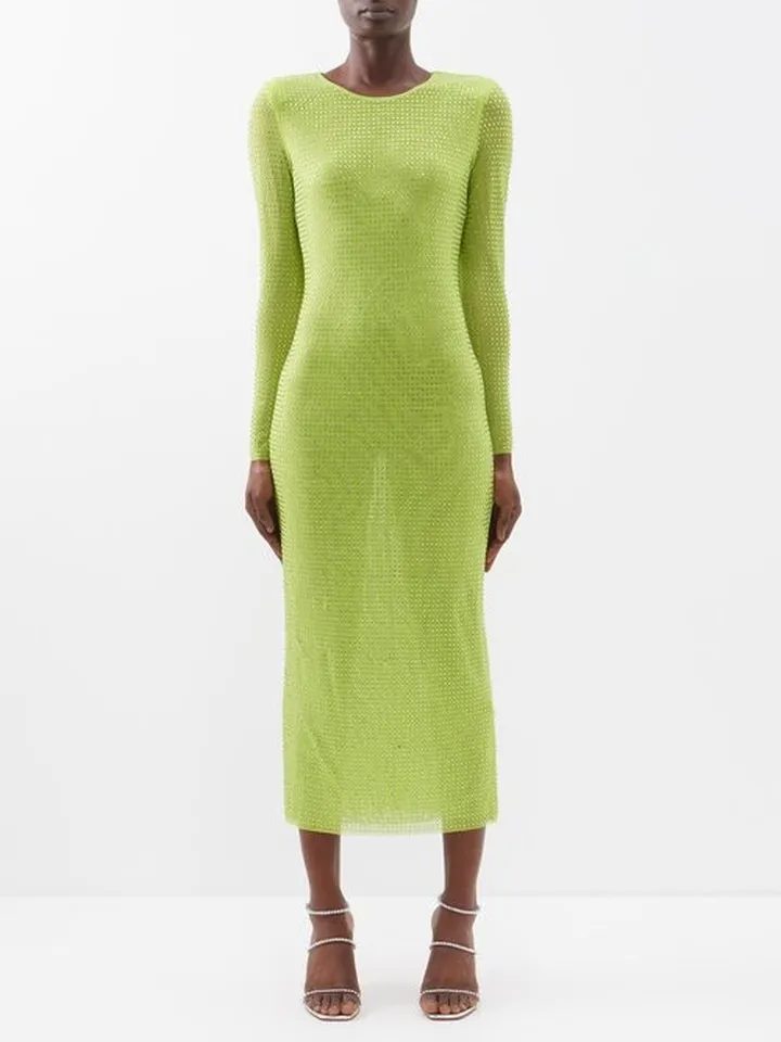 Crystal-embellished Jersey Midi Dress