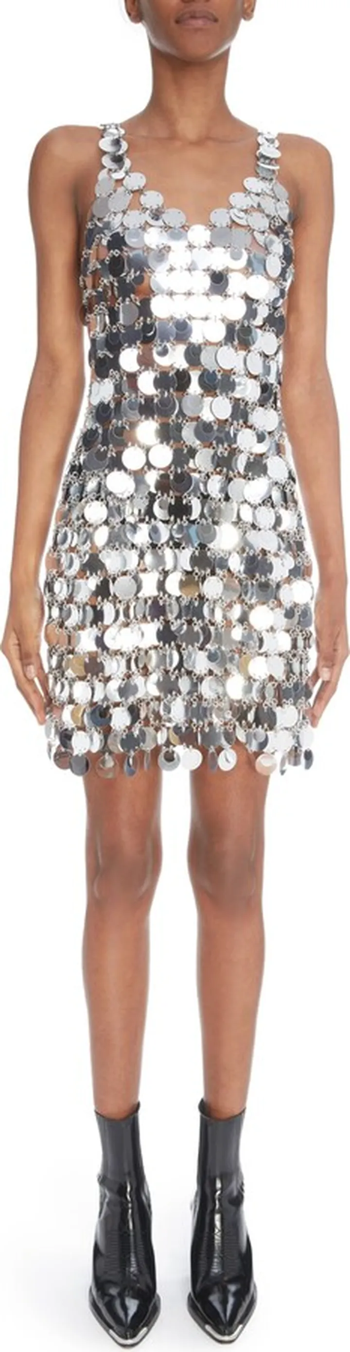 V-Neck Paillette Minidress