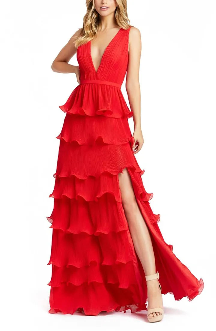 Tiered Ruffle A-Line Gown