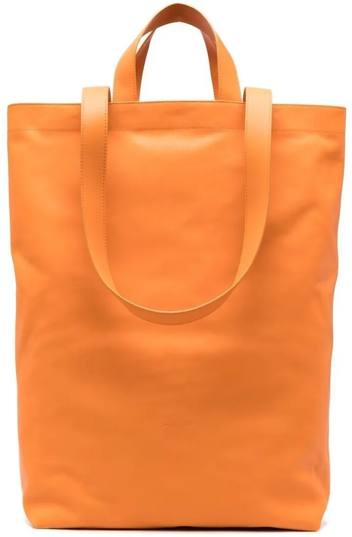 Embossed-Logo Leather Tote Bag