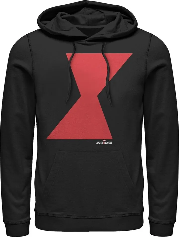 Men's Marvel Black Widow Bold Hourglass Pull Over Hoodie - Black - 2X Large