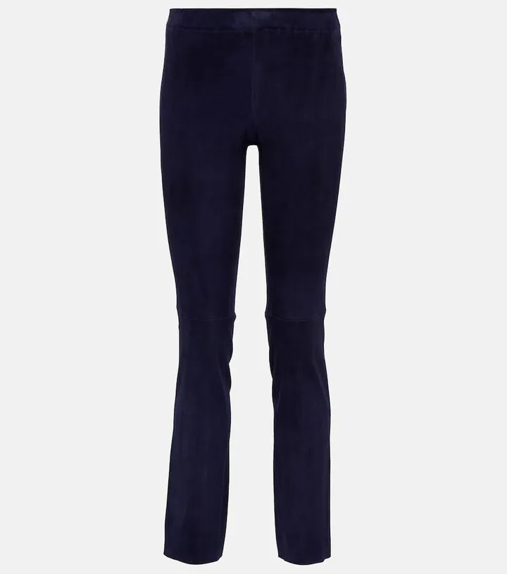 Jacky mid-rise slim suede pants