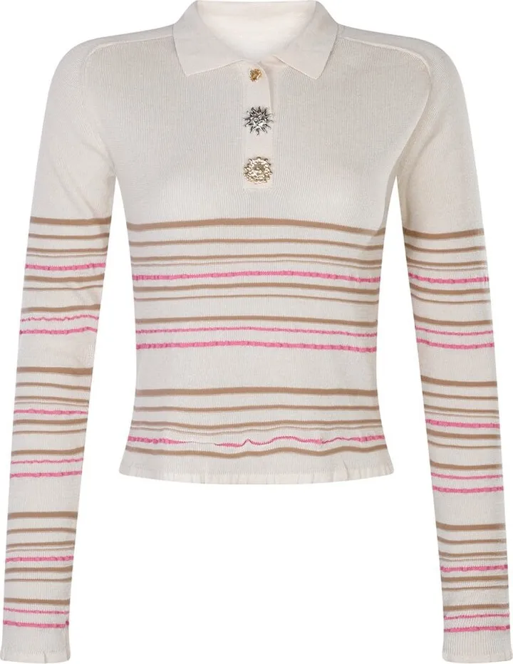 Jacquemus Striped Long Sleeved Knitted Polo Shirt