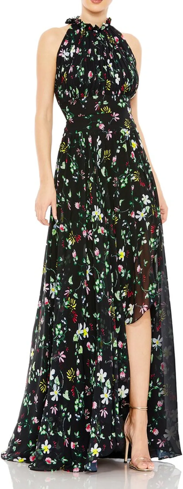 Floral Chiffon High-Low Gown