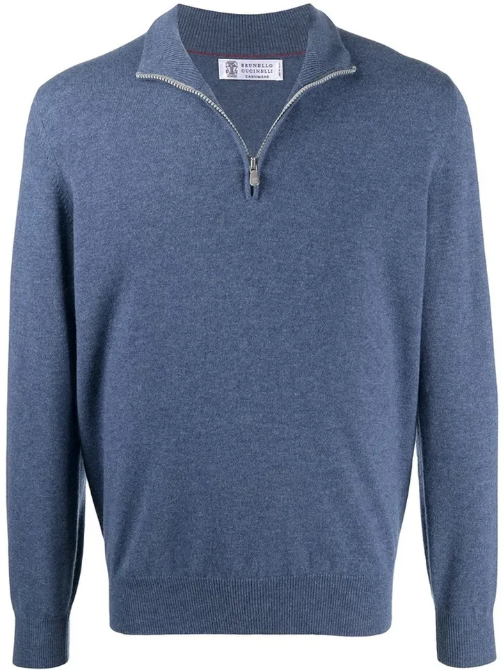 Short-Zip Knitted Jumper