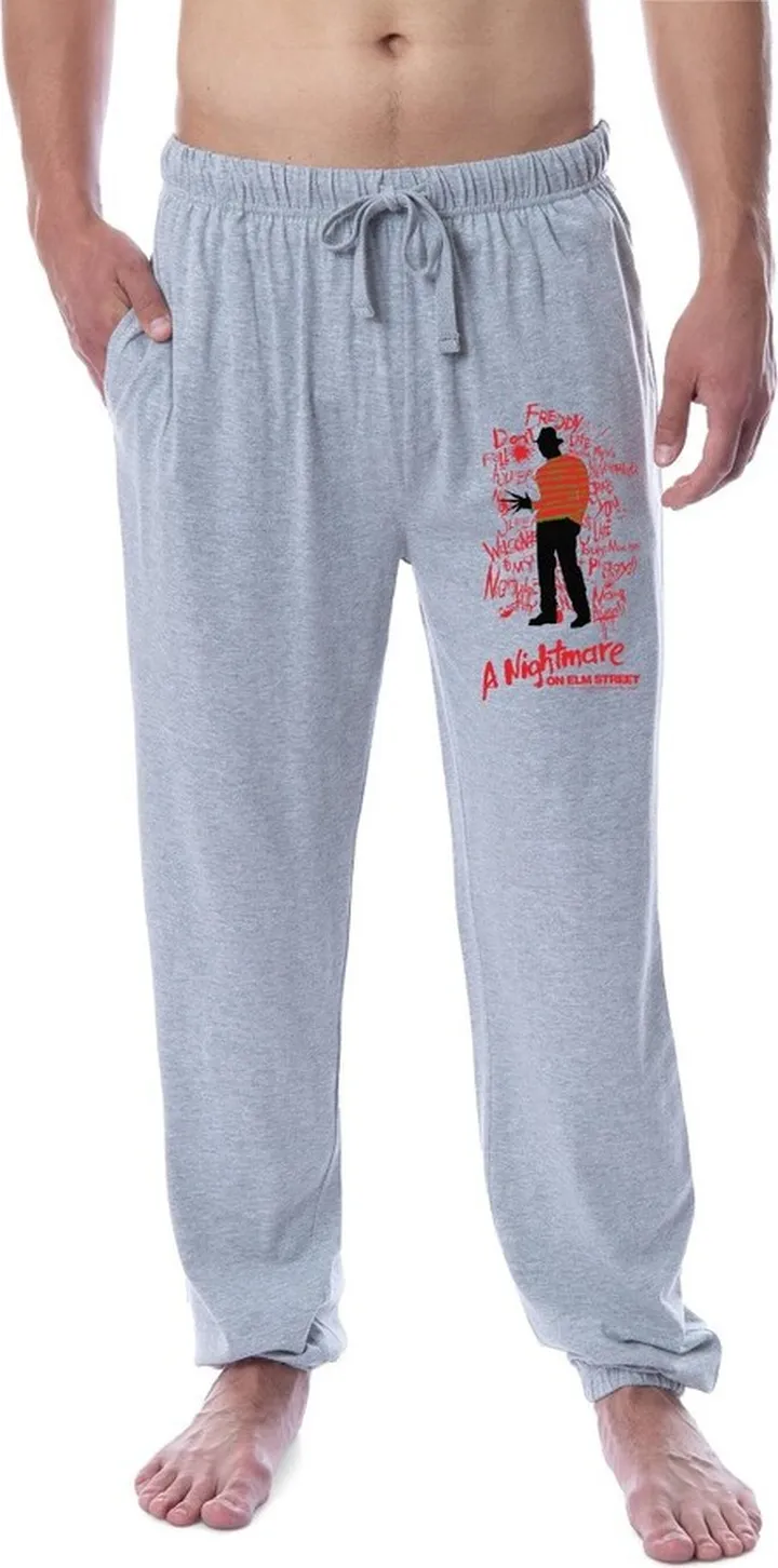 A Nightmare On Elm Street Mens' Freddy Krueger Sleep Jogger Pajama Pants (Small) Grey