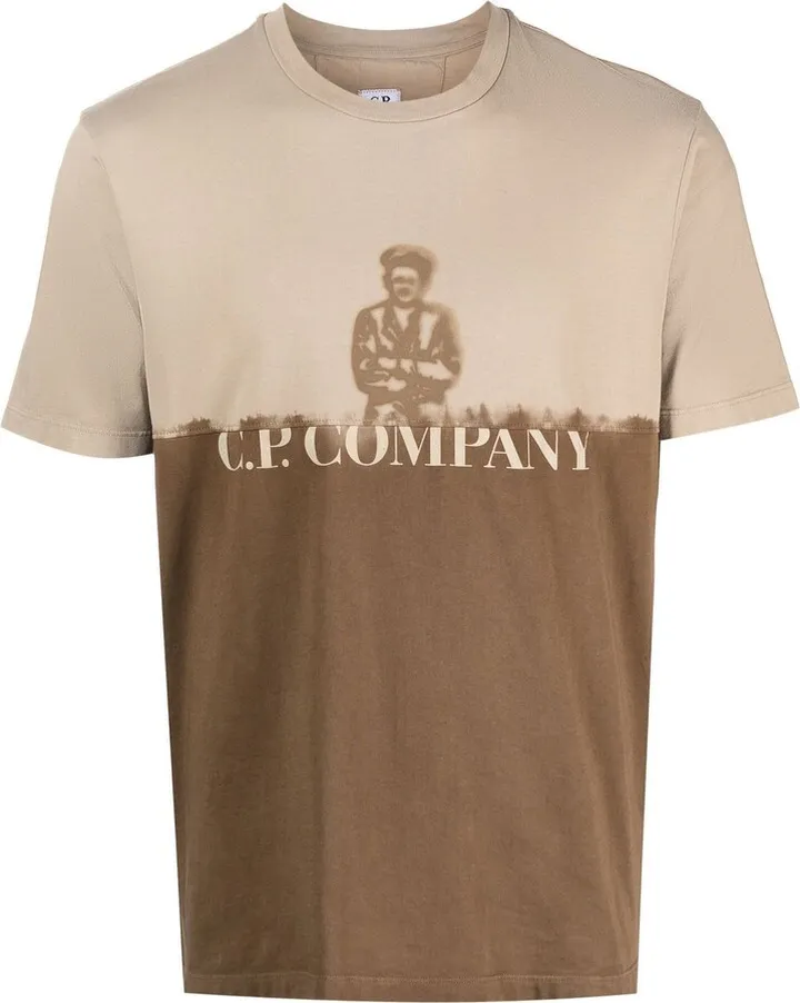 two-tones logo-print T-shirt