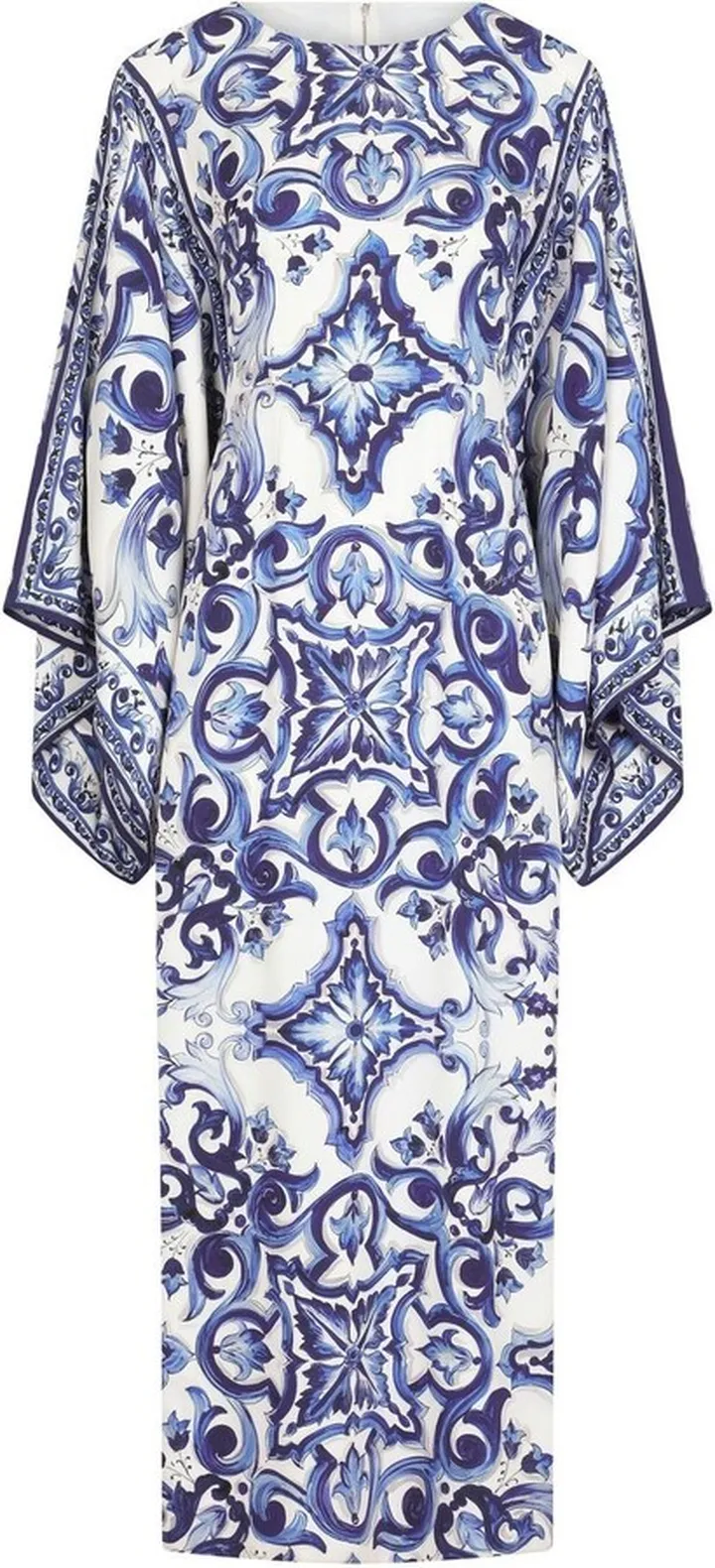 Maiolica-print batwing-sleeve dress