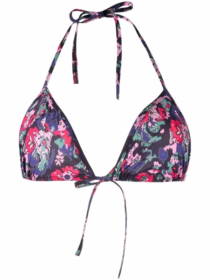 Floral-Print Bikini Top