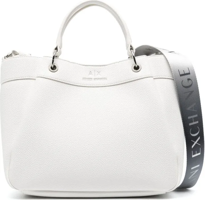Embossed-Logo Leather Tote Bag