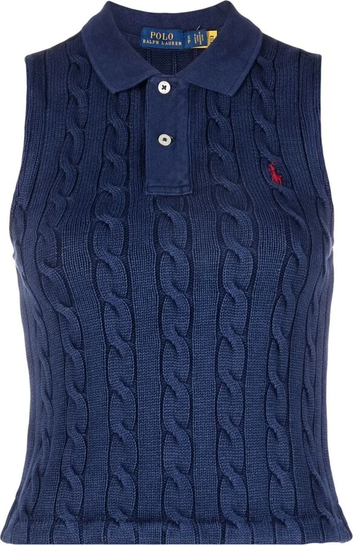 Cable-Knit Polo Vest