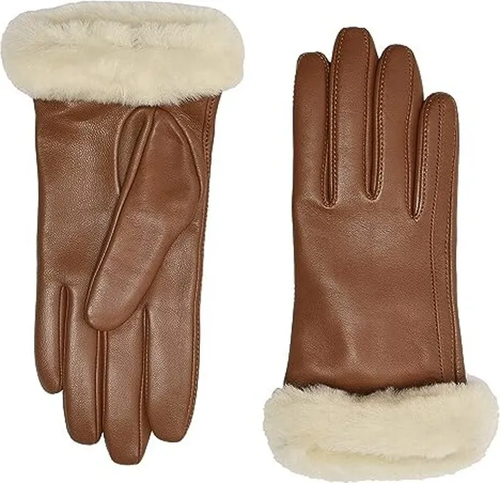 UGG Classic Leather Shorty Tech Gloves (Chestnut) Extreme Cold Weather Gloves
