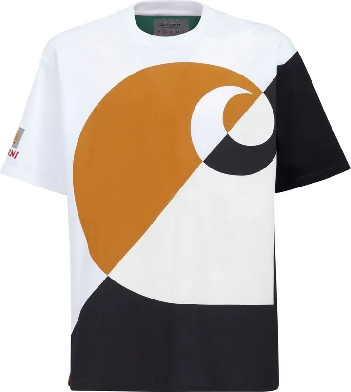 geometric wave-print short-sleeve T-shirt