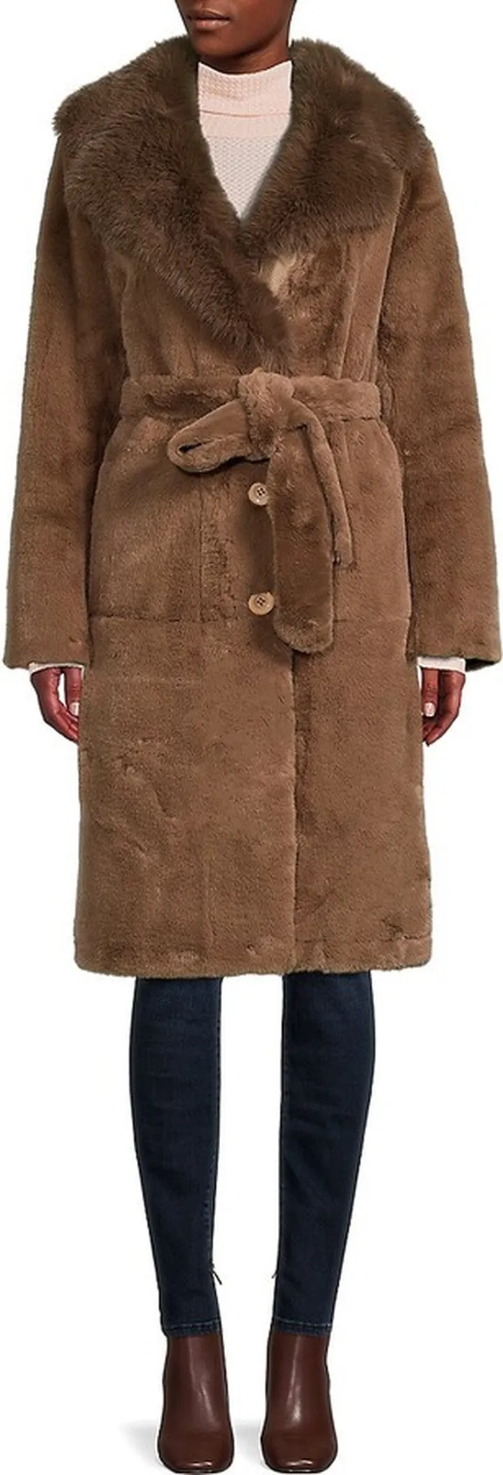 Belted Faux Fur Coat