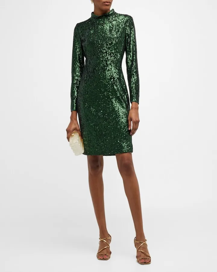 Mock Neck Sequin Dress