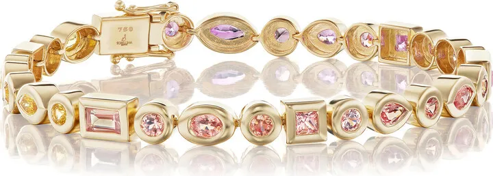 Women's 18K Gold Bezel Sapphire Tennis Bracelet