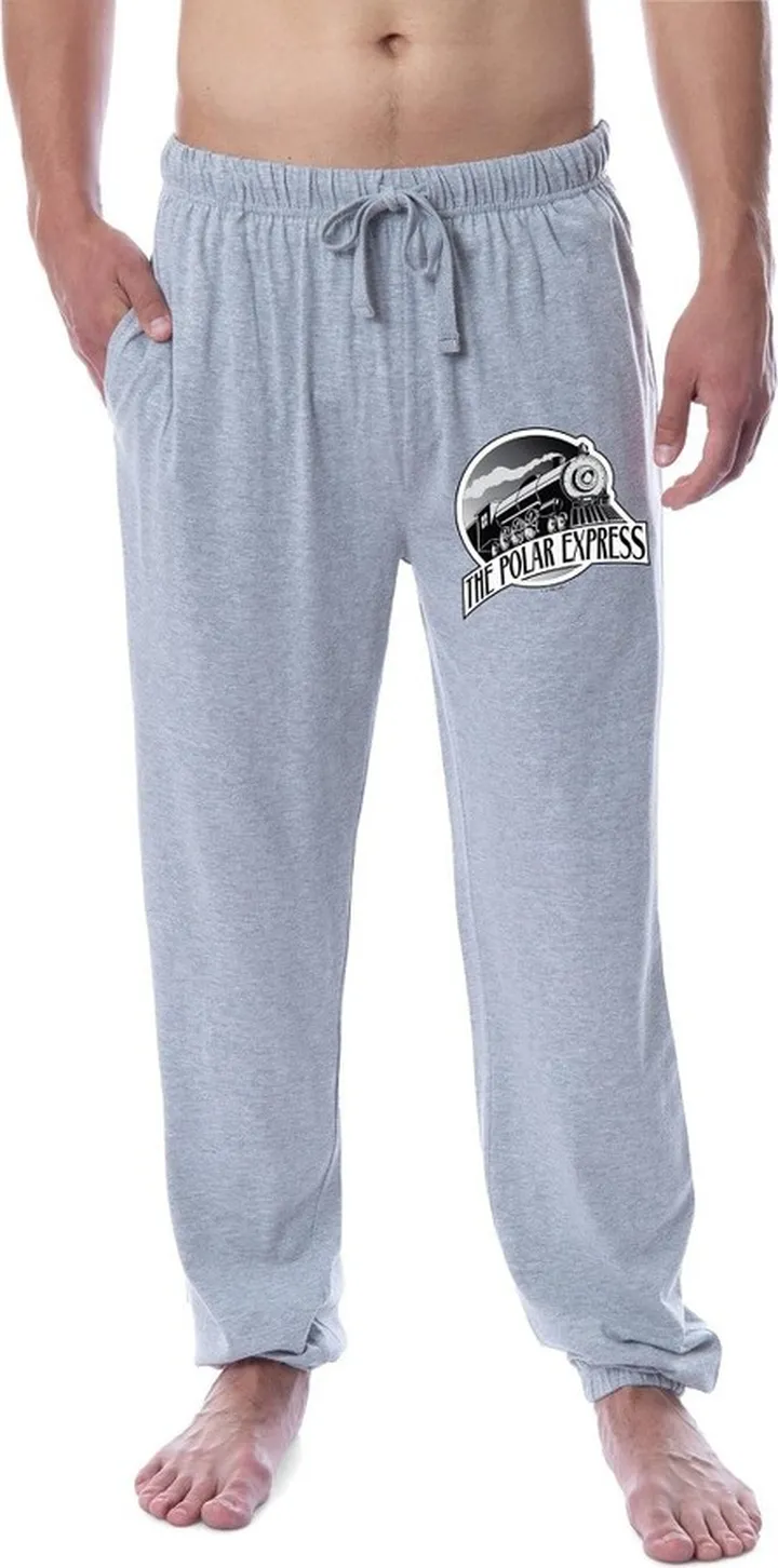 Polar Express Mens' Train Movie Film Sleep Jogger Pajama Pants (XXX-Large) Grey