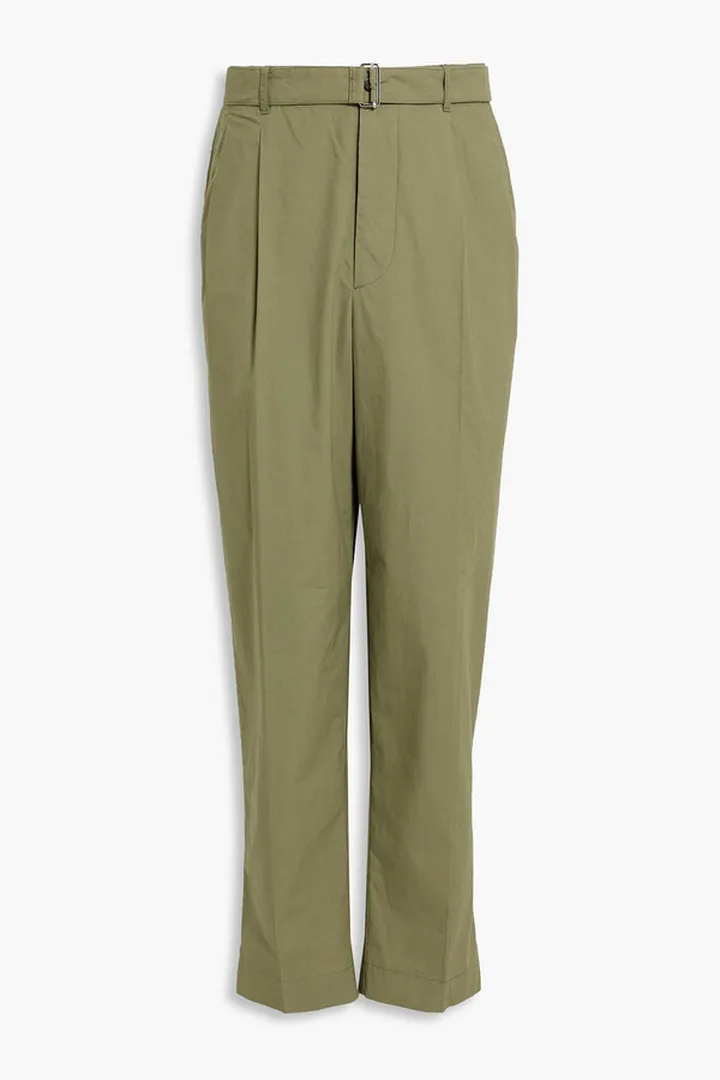 Luigi belted cotton-poplin chinos