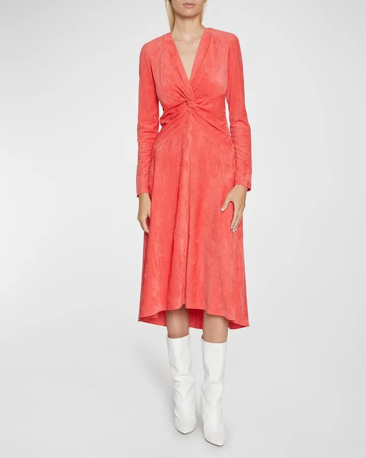 Havena Twisted Corduroy Midi Dress
