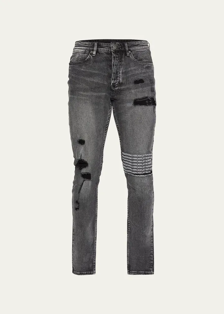 Men's Van Winkle Distressed Embroidered Jeans