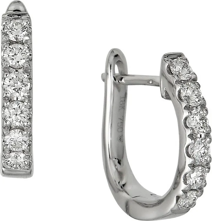 18K White Gold & 0.31 TCW Diamond Huggie Earrings