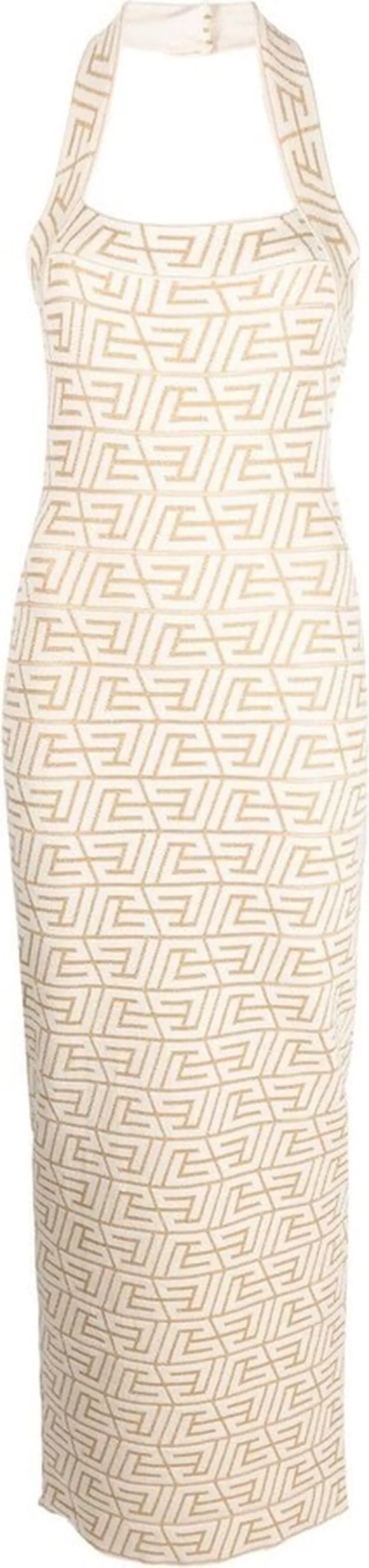 Logo-Jacquard Halterneck Dress