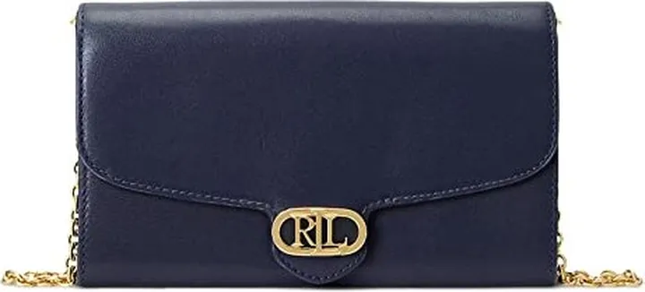 LAUREN Ralph Lauren Leather Medium Adair Crossbody (French Navy) Handbags