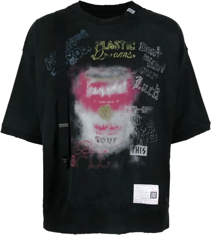 graphic-print distressed cotton T-shirt