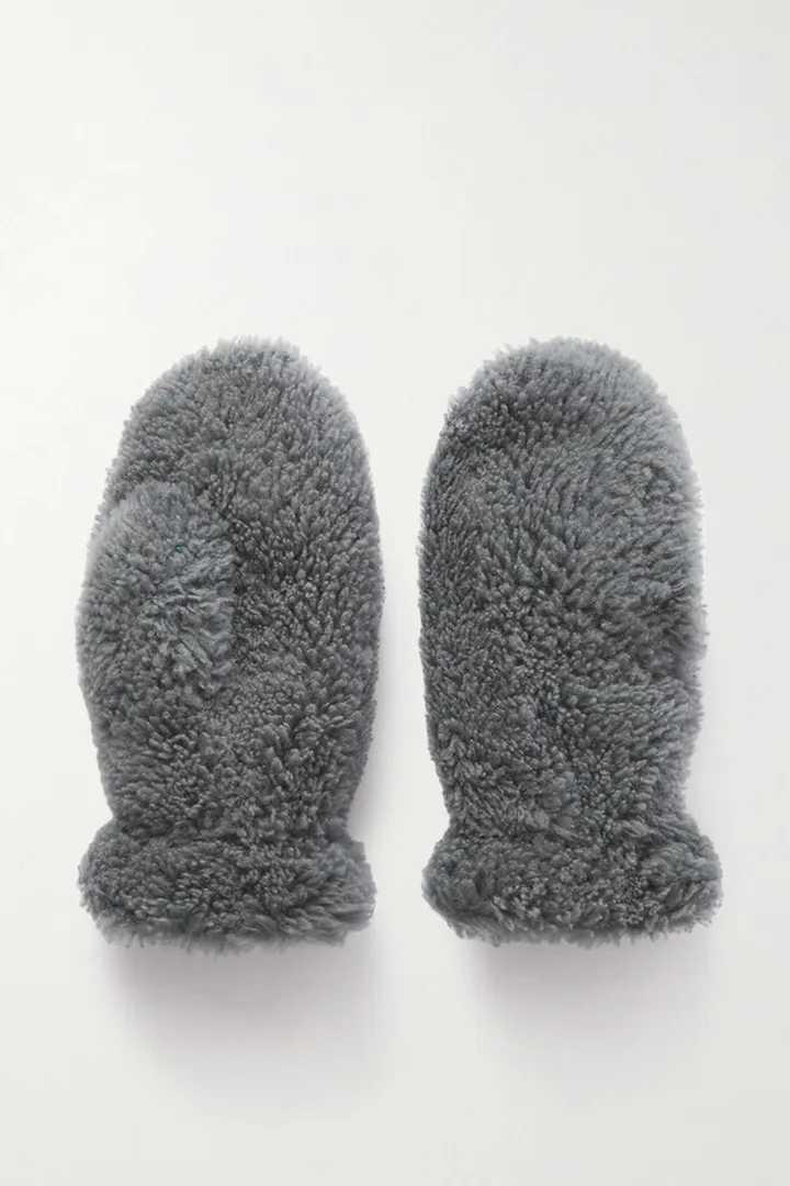 Yves Salomon - Padded Shearling Mittens - Blue