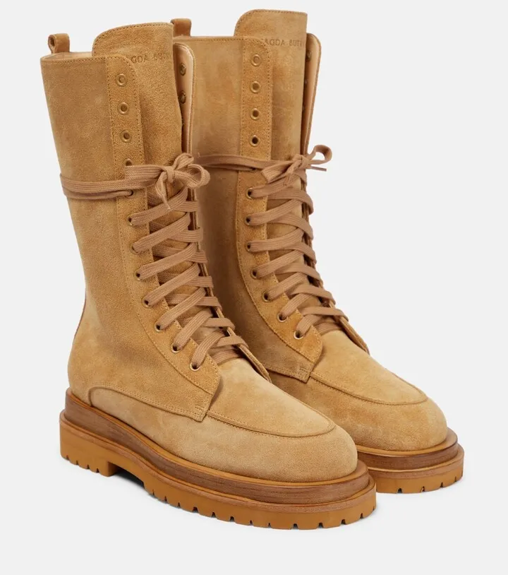 Suede lace-up boots